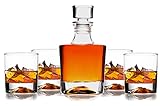 Whiskey Dekanter Gläser Geschenkset - 4 Whiskey Gläser - Luftdichter Verschluss für Wein, Bourbon, Saft, Wasser - Dekanter Sets für Männer Weihnachtsgeschenke für Papa Freund Ehemann Ihn - B