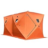 Happybuy Outdoor Camping Zelt 360 x 180 x 205 cm Ice Fish Shelter 11,8 x 5,9 x 6,7 Fuß, Ice Fish Shelter 300D Oxford-Gewebe, Eisfischen Zelt PVC Geeignet für Nachtfischen Winterfischen und C