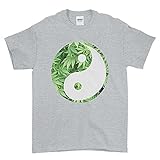 Weed Version of Ancient Chinese Philosophy Yin and Yang Mens Womens T-Shirt Grey-XXL