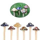 JelyArt Keramik Bunte Gartenpilze, 4 Farbe 6 Stücke Fairy Garden Mini Pilz Toadstool Keramik Garten Töpfe Decor Fliegenpilz Deko für DIY Dollhouse & Rasen Potting Blumentopf Pflanzen S