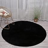 Veloursteppich,Home Hochflor Teppich Rund Wohnzimmer Shaggy Modern Langflor Kunstfell Flauschig,Niedlich,Superweich für Kinderzimmer Schlafzimmer Flur rutschfeste Unterseite Badezi (M, 40X40CM)