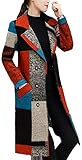 Women Single-Breasted Overcoat Winter Wool Blend Plaid Print PEA Coat,Aspic,XS