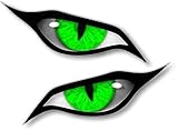 Paar Evil Eyes mit Grünem Iris Vinyl Drohne Motorrad Helm Auto Aufkleber Sticker 70x30mm E