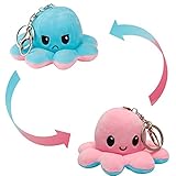 MOMSIV Octopus Schlüsselanhänger-Reversible octopus plüschtier schlüsselanhänger -Oktopus Kuscheltier Schlüsselanhänger für Mädchen, für Frauen, für Kinder Oktopus Plüschfigur Schlüsselanhäng