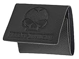 Harley-Davidson Mens Emboss Willie G Skull Leather Tri-Fold Wallet XML4752-BLAC