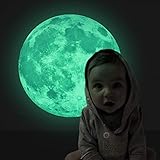 EXTSUD 30x30CM Wandsticker Leuchtaufkleber Leuchtsticker Mond fluoreszierend Wandaufkleber Hausdekoration für Schlafzimmer Wohnzimmer Kinderzimmer (Mond)