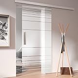 Domizil Glasschiebetür Komplettset Innen inkl. Schiene & Griff aus Aluminium I ESG Sicherheitsglas I 206 x 94 cm | Klarglas/S