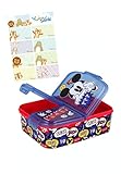 Mickey Mouse Kinder Premium Brotdose Lunchbox Frühstücks-Box Vesper-Dose mit 3 Fächern + Namens-Aufkleber Stick