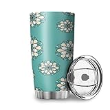 Reisebecher mit Deckel Kreisförmige Kachelblumen Thermobecher Edelstahl Becher 3D-Muster Trinkbecher Spritzfestem isoliert Becher Kaffee White 600