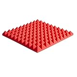 GAOAIHONG Akustik Schallschutz Dämmung Pyramidenschaumstoff Schallschutz Schaumstoff Akustik Dämmung Noppenschaum 50x50x5cm 10 Stück Flammhemend Profiqualität Audio TV Studio(Color:rot)