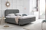 FELIX BETTEN Boxspringbett Breslau 180 x 200 cm mit Schaumstoff-Topper und 7-Zonen Tonnentaschenfederkern I Härtegrad H2 & H3 I Doppelbett mit Federkern in Cosmic I Für höchsten Komfort (grau)