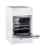 Exquisit Standherd ECM 6-4 BZ | Elektro-Standherd | 2-Kreis-Bräterzone | 60 cm | Glaskeramik-Kochfeld | 61 L Garraum | Weiß
