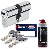 ToniTec Set aus ABUS Sicherheitsschloss Schließzylinder Profilzylinder XP20 XP20S mit Sicherungskarte 30/35 und ToniTec Pflegespray