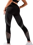 INSTINNCT Damen Sport Nahtlose Blickdicht Leggings Kompressions Yoga Fitnesshose Sporthose mit Hohe Taille für Gym Workout Jogging A-Schwarz S