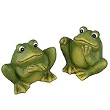 Dadeldo Home Frosch 2er-Set Deko-Figur Keramik 10x12x8cm grün Dekoration Frühling