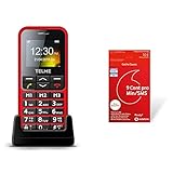 Emporia TELME C151 (Extragroße beleuchtete Großtastenhandy) Rot & Vodafone CallYa Classic + 10 Euro Startguthaben Prepaid SIM Karte ohne Vertrag im D2-N