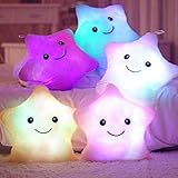 LED-Leucht-Kissen,Stern Plüsch Kissen, Plüsch Stern Weiches Kissen Puppe für Kinder Freundin, Rückenkissen Hausdekoration Dekokissen Plüsch Spielzeug für Weihnachten Geburtstag Geschenke,Gelb