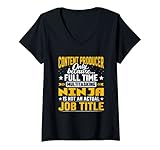 Damen Content Producer Job Title - Funny Content Creator Maker T-Shirt mit V
