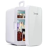 AstroAI Mini Kühlschrank, 10 Liter / 15 Dosen Fridge mit Kühl/Heizfunktion und AC/DC Stromversorgung, Tragbare Kosmetik Kühlschrank für Hautpflege, Lebensmittel, Medikamente, Milch, Büro und R