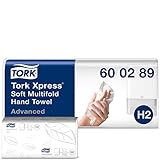 Tork Xpress weiche Multifold Papierhandtücher 600289 - H2 Advanced Falthandtücher für Handtuchspender - saugfähig und reißfest, 2-lagig, weiß - 7 x 180 Tü