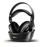 Philips Kabelloser TV Kopfhörer Over Ear SHD8850/12 Wireless HiFi Kopfhörer (Exzellenter Sound, Hi-Res Audio, 30 m Reichweite, Dockingstation, Velours-Ohrpolster) Schw