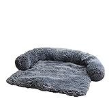 Zoomlie Weiche Plüsch-Hundematte für Sofa, beruhigendes Hundebett, sehr weiches Fell Haustierbett, waschbar, Kissen, Möbelschutz, Haustierbett für Hunde und Katzen (S, dunkelgrau)