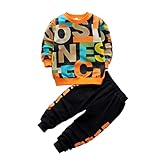 TSSOE Trainingsanzug Jogginganzug Kinder Mädchen Jungen 2tlg Sportanzug Alphabet Print Sweatshirt Tops + Hose Freizeitanzug Bekleidungsset Orange 92-98