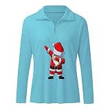 Neoucdy Weihnachtspullover für Damen, lustig, grafisches Rentier, Xmas Sweatshirt, Rundhalsausschnitt, langärmelig, T-Shirt, Pullover, Tops Bluse, Z1-hellblau, 52