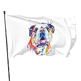 Fahne 3x5 Fuß, Fahnen mit Metall Knopfloch, Einfach zu Zerlegen, Anti-Fading-buntes Flaggen-Banner, Flaggen Geeignet für Innen- und Außenbereich Feiertagsfeier (Bunte englische Bulldogge)