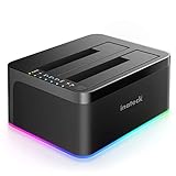 Inateck RGB Festplatten Dockingstation USB 3.0 mit Offline-Klonfunktion, für 2.5 u. 3.5 Zoll SATA HDDs und SSDs, UASP Unterstützt, Schw