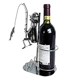 QIDOFAN Crafts Möbel Dekorationen, Eisen Weinrahmen Dekorationen, Fischen Stil Weinregale, Metallhandwerk Skulptur Weinflaschenhalter Wein Container Wohnkultur Eisen-Fertigkeit-Geschenk-Handwerks-V