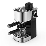 KJFSTJHMM Halbautomatische Kaffeemaschine aus Edelstahl, Espressomaschine mit Melkarm 5 bar 240ml abnehmbares Tropfablage, Kaffeemaschine, 800W