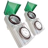 Zeitschaltuhr Aussenbereich mechanisch 2er Set – Komfort in Haus und Garten - Analoge Outdoor Zeitschaltuhr IP44 - Einfache Bedienung, drehen und fertig