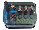 Kopfstation, Verteiler, Beregung mit Hunter Magnetventile PGV 101 und Jumbobox, Größe: 4 Magnetventile mit Wassersteck