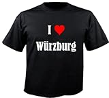 Damen T-Shirt I Love Würzburg Größe XL Farbe Schwarz Druck W