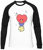 Bt21 Herz Kopf Männer Frauen Unisex Baseball T-Shirt Weiß Schwarze Ärmel Rundhals Men Women White Round Neck M