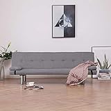 Hibcotuo Schlafsofa mit Zwei Kissen Hellgrau Poly