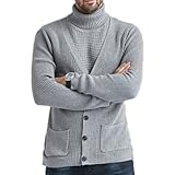 Jubaton V-Ausschnitt Strickjacke Jacquard Einreihig Einreiher Herren Pullover Strickpullover Pullover Langarm Bequem Vielseitig Einfach Business M