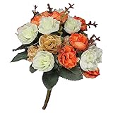 Baobiutin Künstliche BlumenstrauÃŸ Rosen Blumen Seide Rose Arrangements Hochzeit Tisch Mittelstücke Dekoration Orange Garten Dek