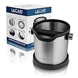 LACARI Abschlagbehälter | Espresso Abklopfbehälter für Siebträger aus Edelstahl | Robuster Abschlagbehälter für Siebträger | Spülmaschinenfest | Gummierte Unterseite | Kaffee Abschlagbox