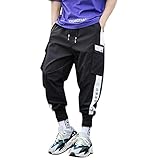 Herren Hosen Sommer Hose Trainingshose Cargo Pants Jogginghose Sweatpants Jogger Freizeit Laufen Streifen Enger Beinabschluss Pants Sports Fitnesshose, Bodybuilding Yoga Sporthose(Schwarz.M)