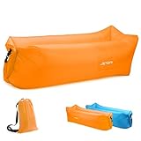 JSVER wasserdichtes aufblasbares Sofa, Luft Sofa,Luft Couch, mit integriertem Kissen, tragbares aufblasbares Sofa, aufblasbares Outdoor-Sofa für Camping, Park, Strand, Hinterhof-Orang