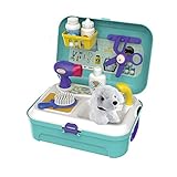Tierarzt-Kit, Haustierpflege-Spielzeug, Plüsch-Welpenpflege, Spiel-Set, Tierspiele für Kinder, mit Rucksack