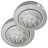 LED Möbelaufbauleuchte 12V Flach 2 x 3W Unterbaustrahler Luna 200lm inkl. LED Trafo und Mini Verteiler 3000K Warmweiß Aufbauhöhe 15