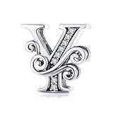 TIZU Buchstaben Y Charms 925 Sterling Silber Alphabet Charm Anhänger für Pandora Armband Geschenke für Damen M