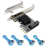 Ziyituod PCIe SATA kaart 4 poorten met 4 SATA kabels, PCI Express SATA Controller uitbreidingskaart, 6 GB SATA 3.0 PCIe kaart zonder Raid, Boot als systeemharde schijf, ondersteuning voor HDD of SSD