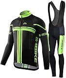 INBIKE Radtrikot Set Herren Fahrrad Trikot Langarm Trägerhose Fahrradbekleidung Männer mit 3D Sitzpolster Atmungsaktiv Elastische Schnell Trocknend für Radfahren MTB Jogging,L