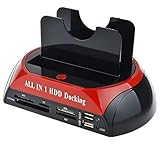 TenYua All in 1 IDE SATA Dual Hard Drive HDD Dockingstation Dock USB HUB Kartenleser Festplatten-Dockingstation Leser UK-Steck