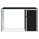 Tidyard Gartenhaus Geräteschrank Geräteschuppen Metall-Schrank Metall-Schuppen Garten-Schrank Outdoor mit Kaminholzregal Kaminholzunterstand 245 x 98 x 148/159 cm, B