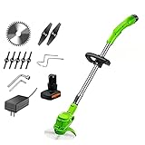 FSCLJ Tragbarer Akku-Rasentrimmer, Cordless Lawn Trimmer, 12 V, 6,0 Ah Lithium-Ionen Electric Grass Trimmer-Set für G